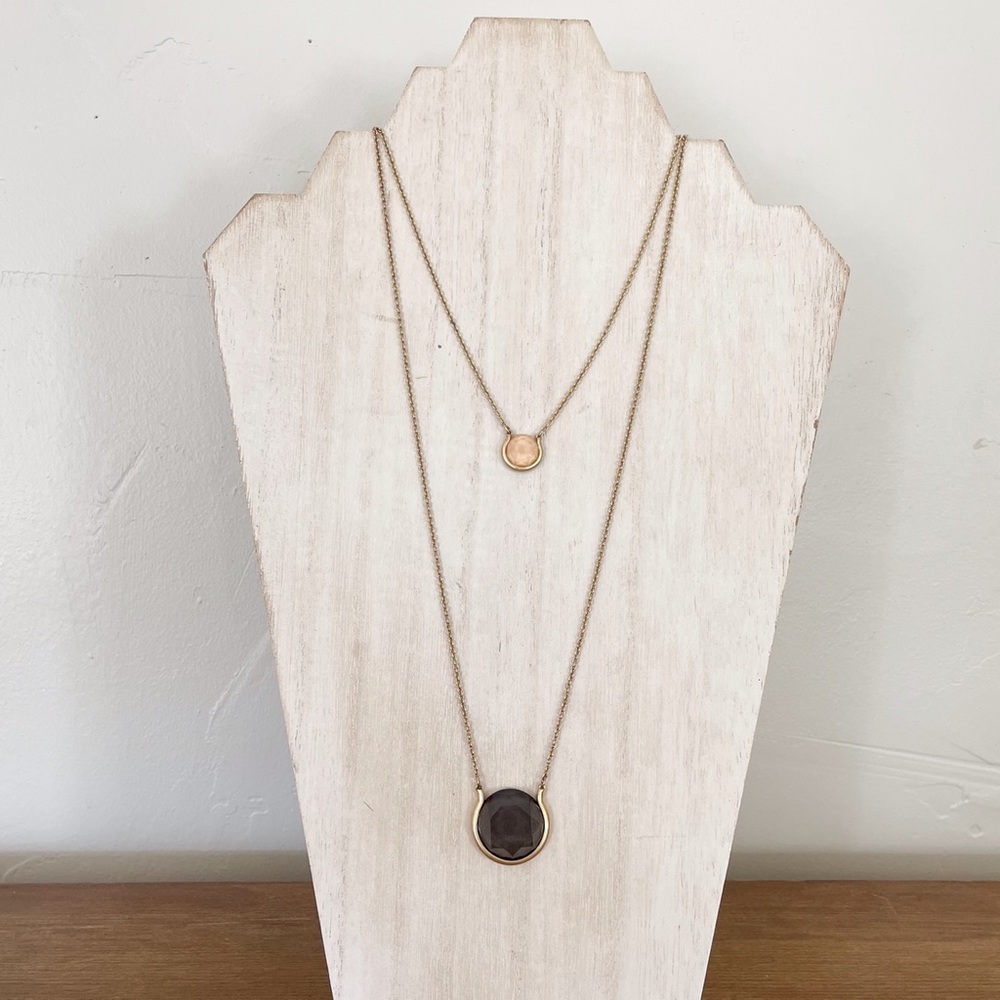 LOFT Double Strand Gold Gemstone Necklace NWOT